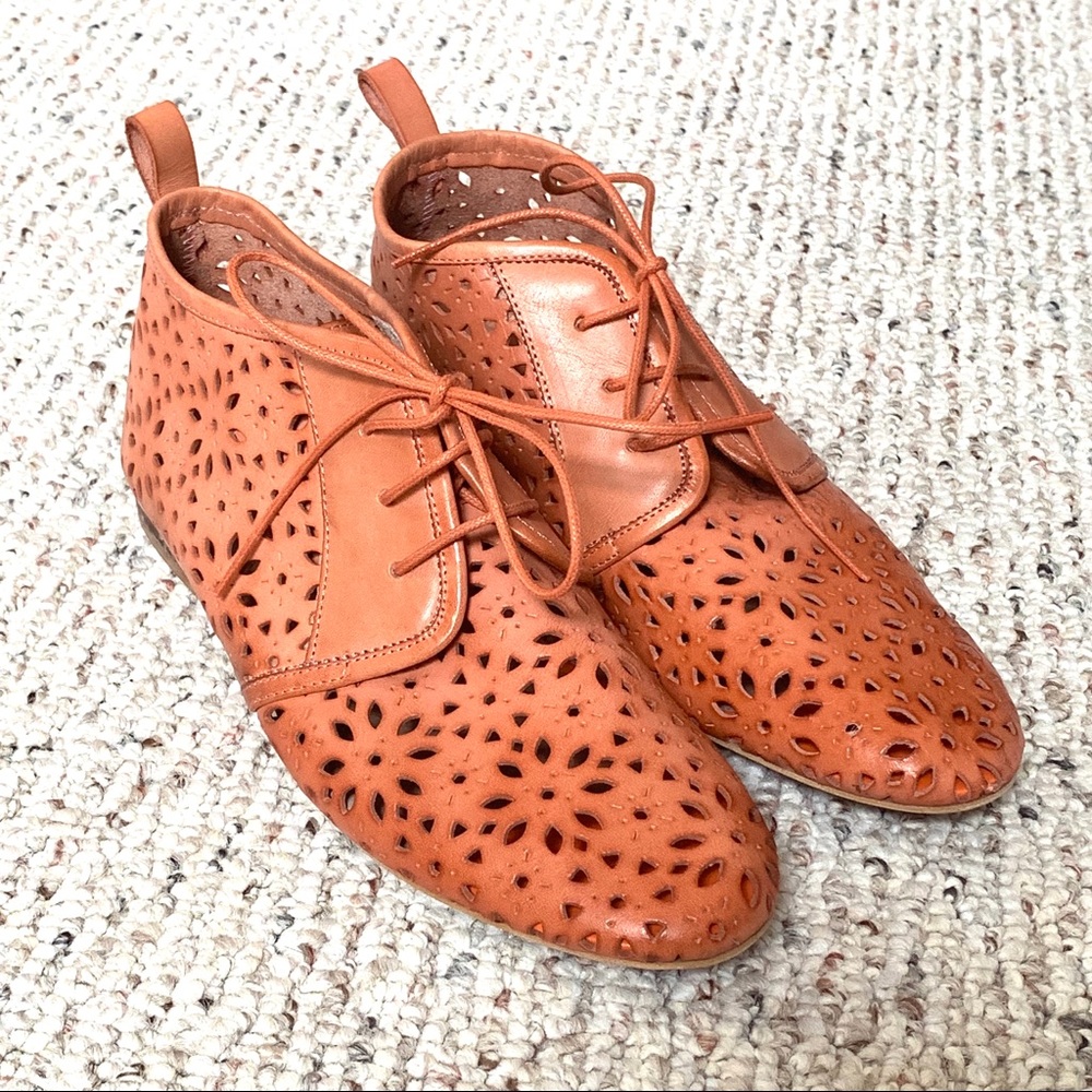 Anthropologie Orange Cutout bootie